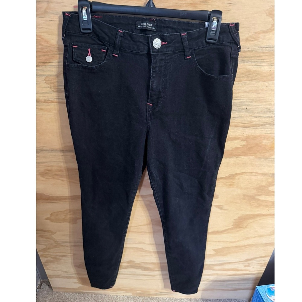 Women's True Religion 30 Mid Rise Super Skinny Capri Black Jeans